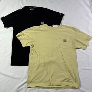Carhartt Force Relaxed Fit Pocket T-Shirt Lot of 2 Mens Small Black Yellow Flaw